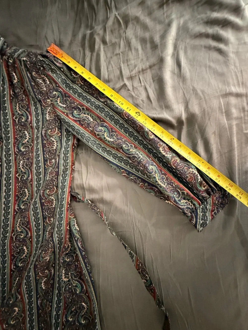 Paisley Print Long Sleeve Shirt Dress in Navy and Burgundy - Picture 11 of 13